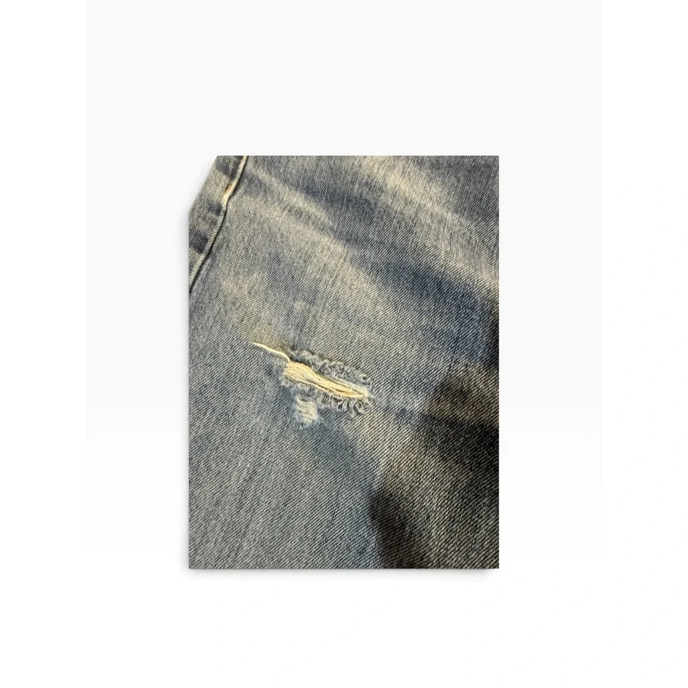 Levis 505 Mens Distressed Denim Blue Jeans Size 36X32(Tag Reads 36/34 Grunge